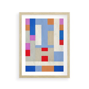 Plakat w ramie 40x50 - Bezczasowe Przenikanie Kształtów - abstrakcyjne geometryczne kształty, olejny obraz - rama drewno