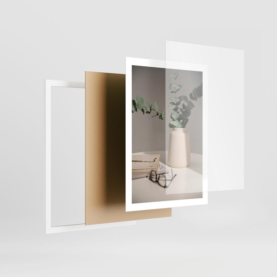 Plakat w ramie 50x70 - Eukaliptusowe liście w okularach - liście, eukaliptus - rama biała