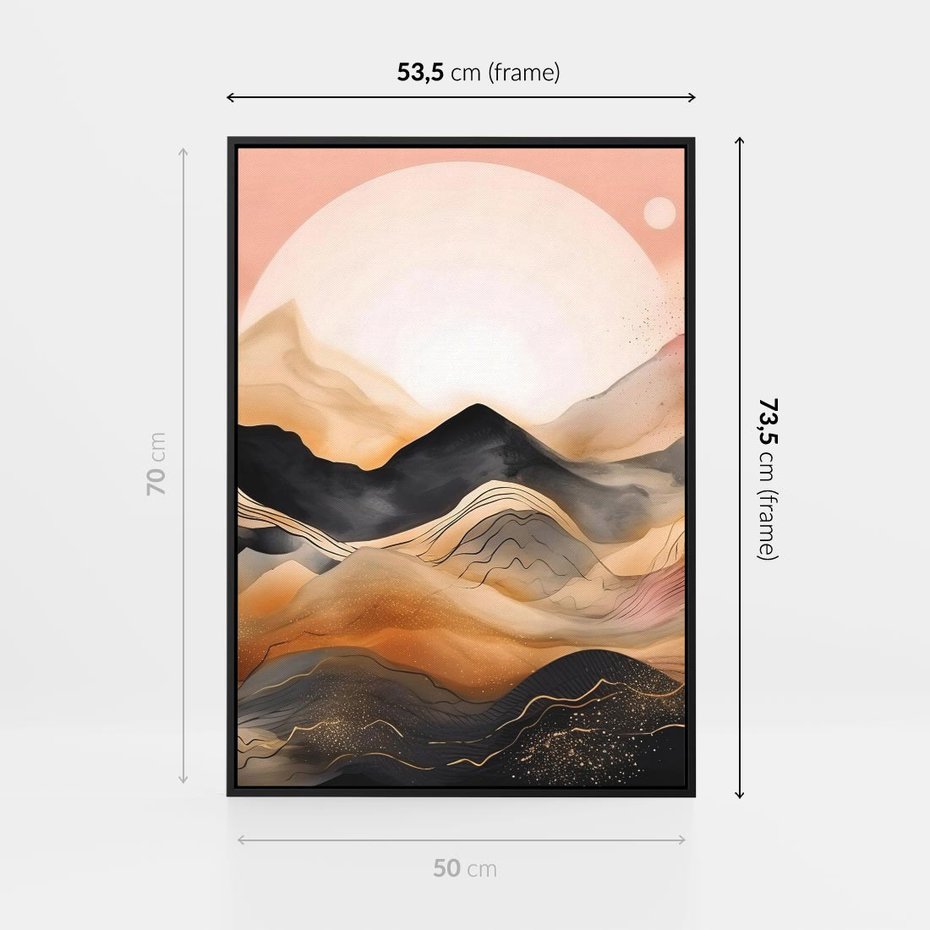 Obraz w ramie 50x70 - Grafika Zachodu - nowoczesna grafika, odcienie pastelowe - rama czarna