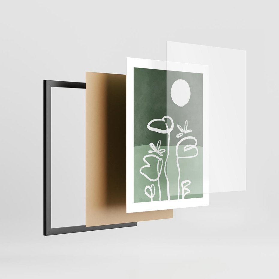 Plakat w ramie 30x40 - Wibracje Naturalnej Równowagi - zielony plakat, roślinne inspiracje - rama czarna