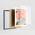 Plakat w ramie 40x50 - Sztuka Natury: Liście Monstery w Pastelach - nowoczesna grafika, pastelowe liście monstery - rama czarna