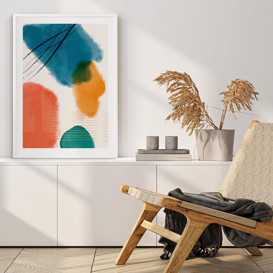 Plakat bez ramy 50x70 - Migotliwe Pochwycenia - abstrakcyjne kolorowe plamy, akwarela