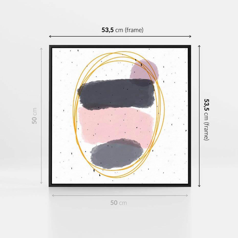 Obraz w ramie 50x50 - Migocące Odbicia - abstrakcyjna kompozycja, jak ręcznie malowana - rama czarna