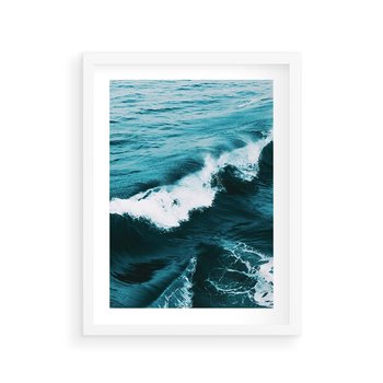 Plakat w ramie 30x40 - Wibracje Oceanu - turkusowy ocean, fale - rama biała