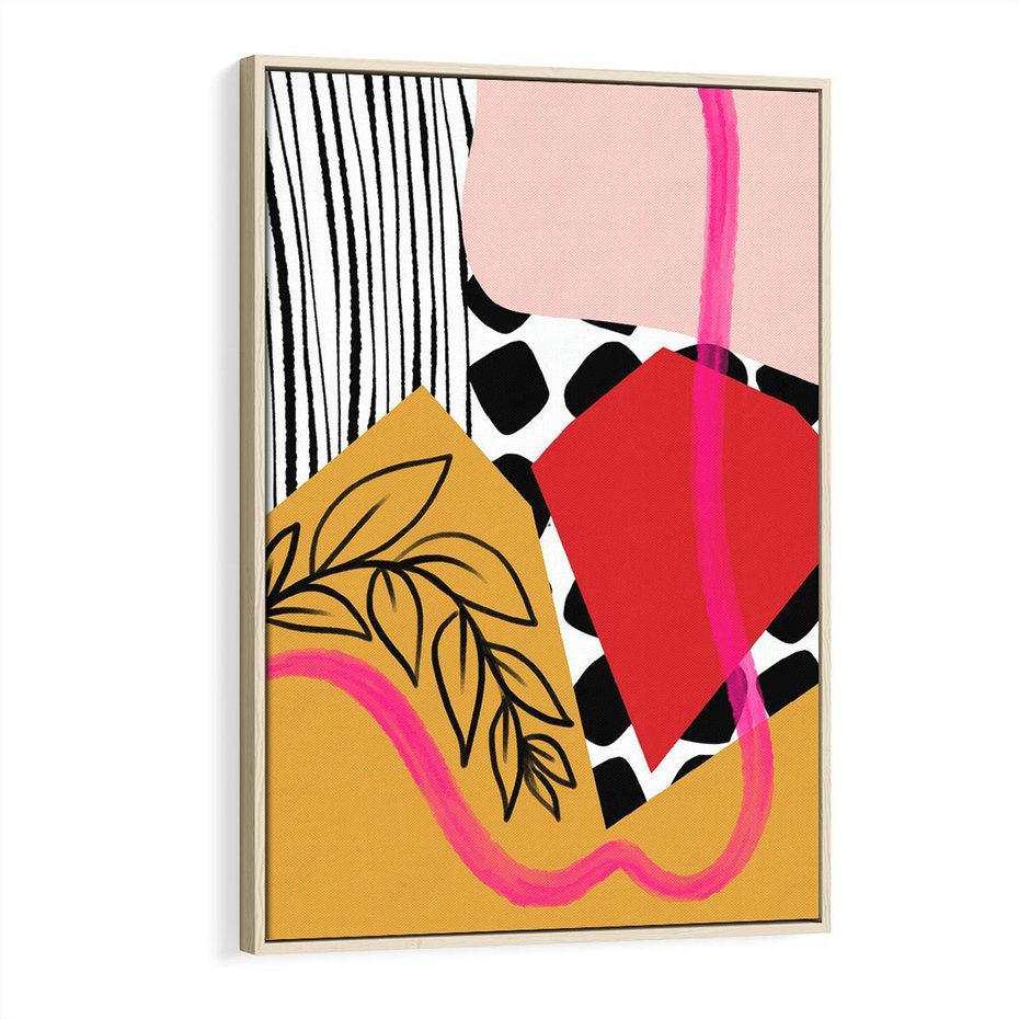 Obraz w ramie 70x100 - Wnętrza Form - abstrakcyjna kompozycja, różne tekstury - rama drewno