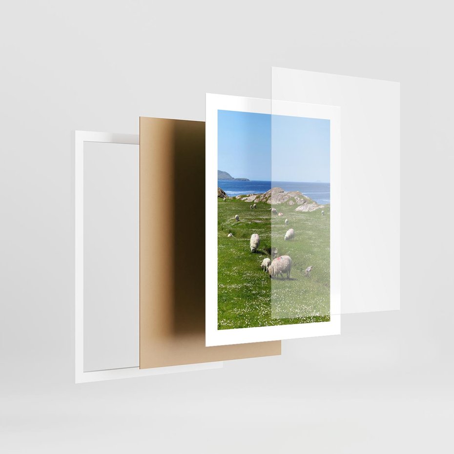 Plakat w ramie 30x40 - Górskie Owce - góry, owce - rama biała