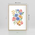 Plakat w ramie 50x70 - Kwiatowe Światło - akwarelowe kwiaty, bukiet - rama drewno