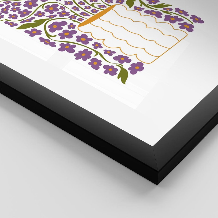 Plakat w ramie 50x70 - Witalność Kwiatów - kwiaty w wazonie, minimalistyczna kompozycja - rama czarna