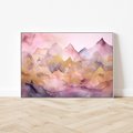 Obraz w ramie 120x80 - Pastelowe Wzgórza - pastelowe, różowe góry - rama biała