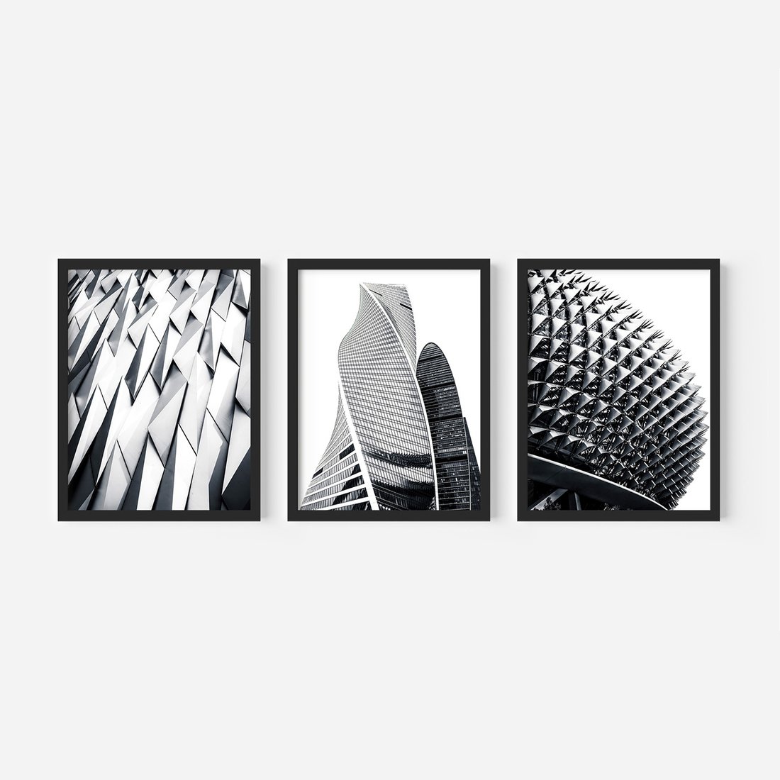 Zestaw obrazy w ramie 30x40 galeria - Nowoczesna, architektura, black, white - rama czarna