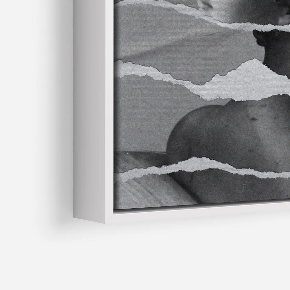 Obraz w ramie 80x80 - Kolaż z Antyczną Rzeźbą - antyczna rzeźba, kolaż ze zdjęć - rama biała