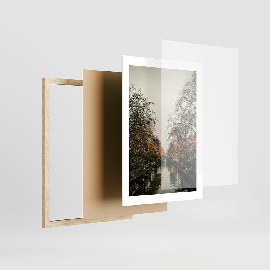 Plakat w ramie 30x40 - Jesienne Spacerki po Holenderskich Kanałach - kanały, Holandia - rama drewno
