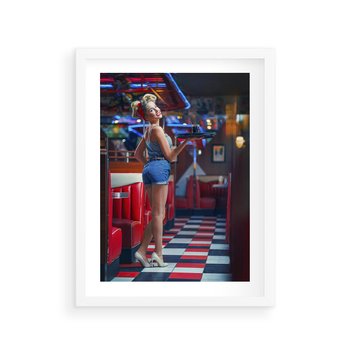 Plakat w ramie 50x70 - Czas Na Wyjątkowy Posiłek - restauracja, retro - rama biała