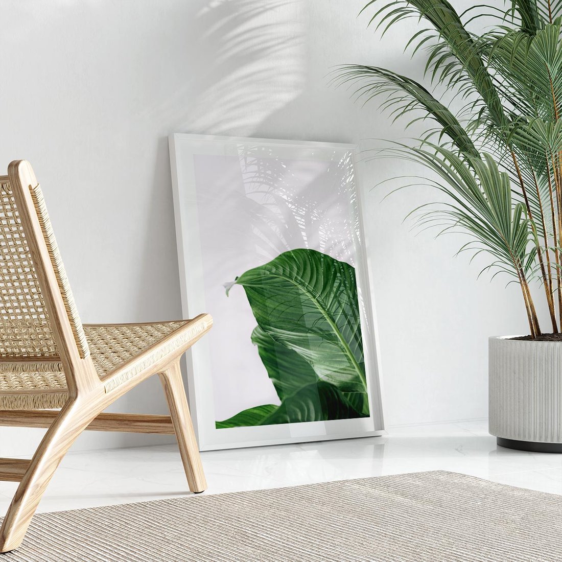 Plakat bez ramy 50x70 - Zielone liście monstery - liście, monstera