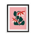 Plakat w ramie 40x50 - Migotliwa Kreatywność - abstrakcyjne kwiaty, różowe tło - rama czarna
