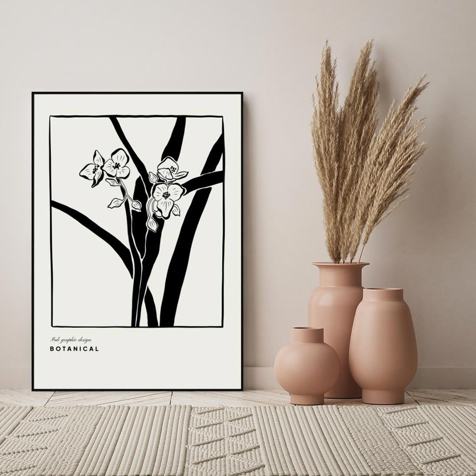 Obraz w ramie 70x100 - Symfonia kwiatowej ekspresji - kwiat, grafika - rama czarna