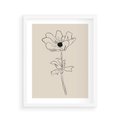 Plakat w ramie 40x50 - Przenikający Dialog - szkic kwiatu, mnimalistyczny szkic - rama biała