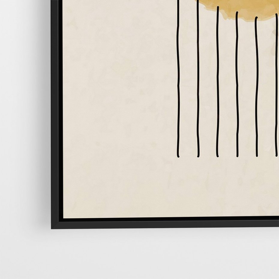 Obraz w ramie 50x70 - Podróżne Kreski - akwarelowa plama, geometryczne szkicowane kształty - rama czarna