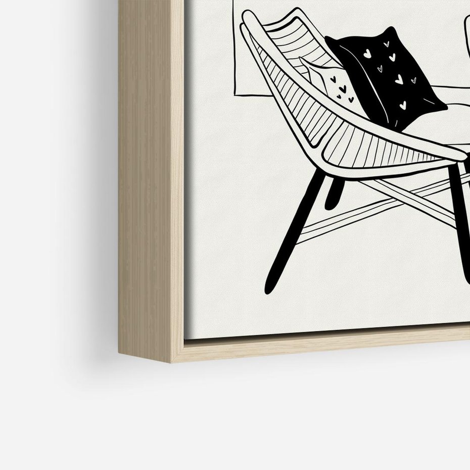 Obraz w ramie 80x80 - Boho Elegancja - boho wnętrze, salon - rama drewno