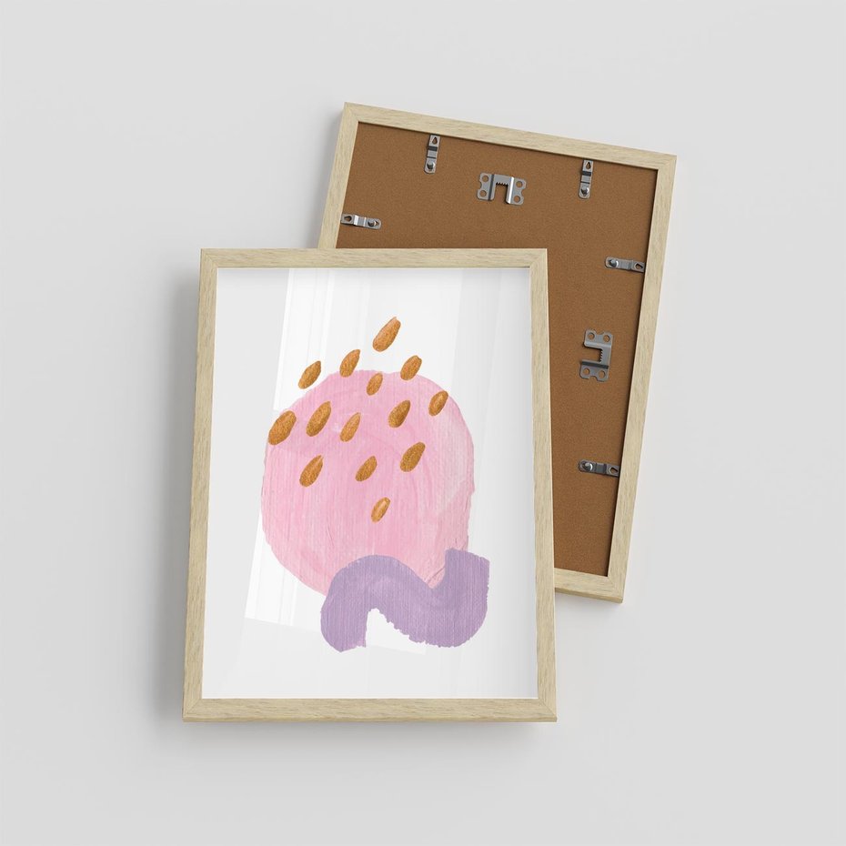 Plakat w ramie 30x40 - Migoczące Pastelowe Kształty - akwarela, minimalizm - rama drewno
