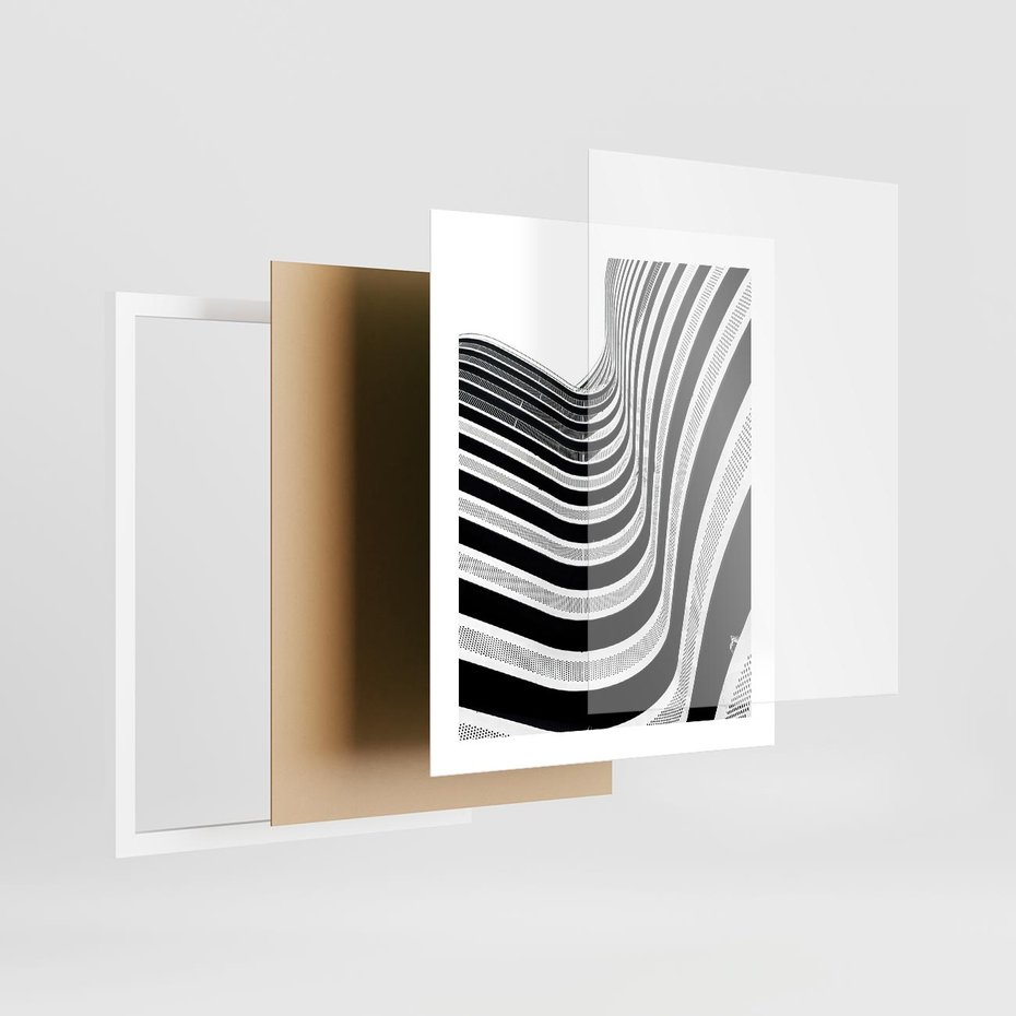 Plakat w ramie 40x50 - Nowoczesność w Monochromii - nowoczesna architektura, czarno białe zdjęcie - rama biała