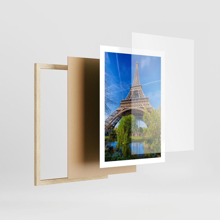 Plakat w ramie 50x70 - Wieża Eiffla w Paryżu - Eiffla, Paryż - rama drewno