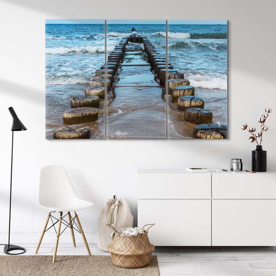 Obraz na płótnie 120x80 - Falochron na brzegu morza - falochron, morze