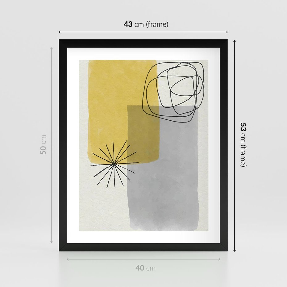 Plakat w ramie 40x50 - Rozbijające Granice Akwarel - abstrakcja, akwarelowe plamy - rama czarna