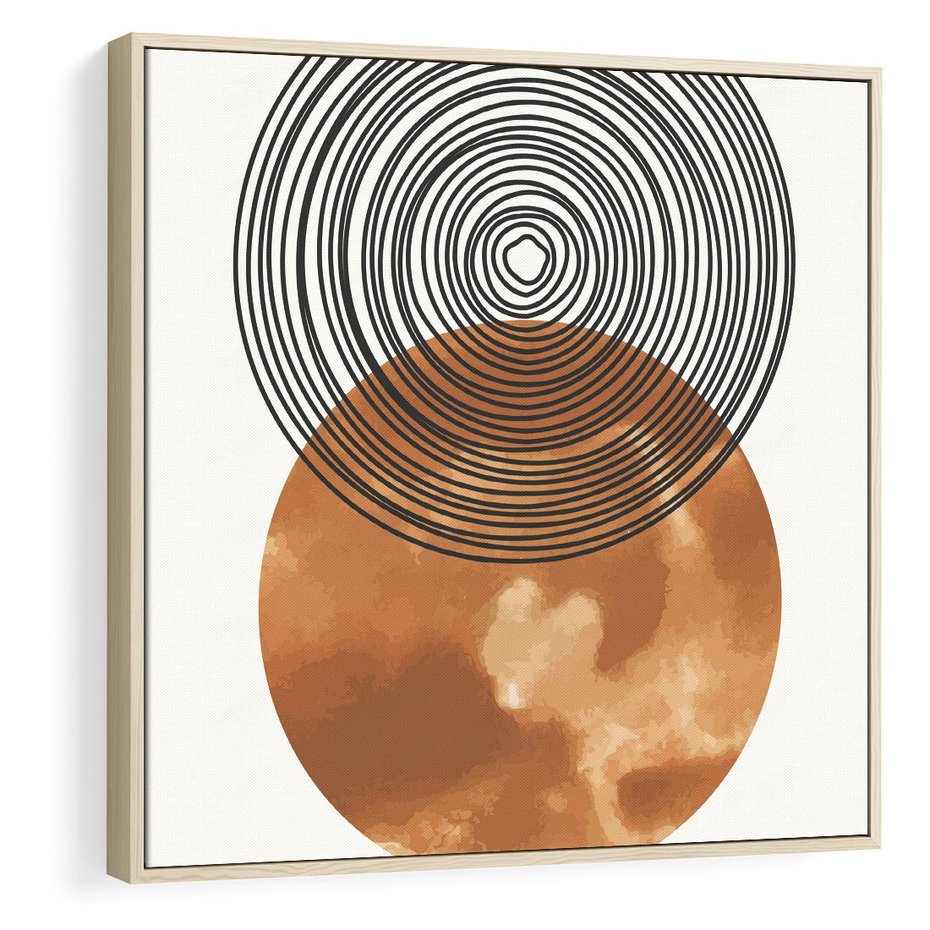 Obraz w ramie 50x50 - Taniec Okręgów - boho obraz, geometria - rama drewno