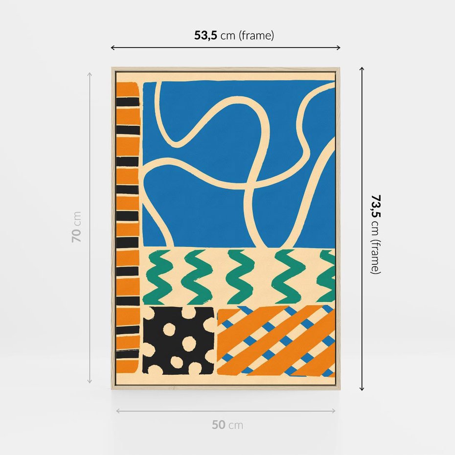 Obraz w ramie 50x70 - Etno Boho - etno ornamenty, boho klimat - rama drewno