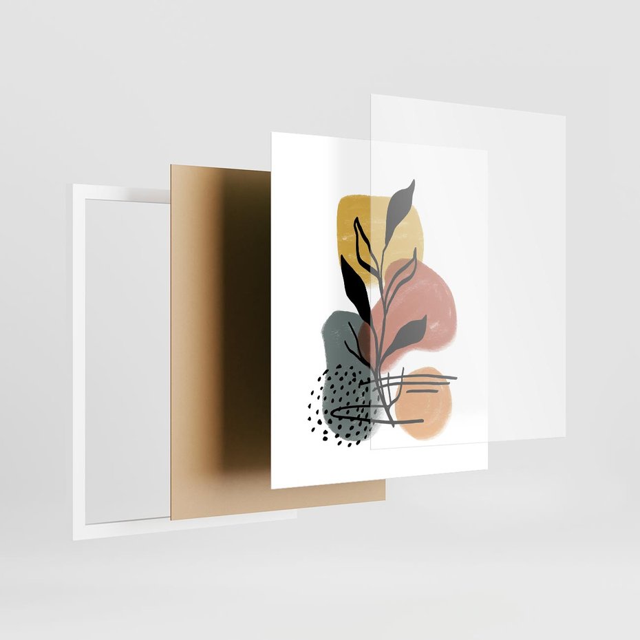 Plakat w ramie 40x50 - Energetyczne Refleksje - abstrakcja, sztuka nowoczesna - rama biała