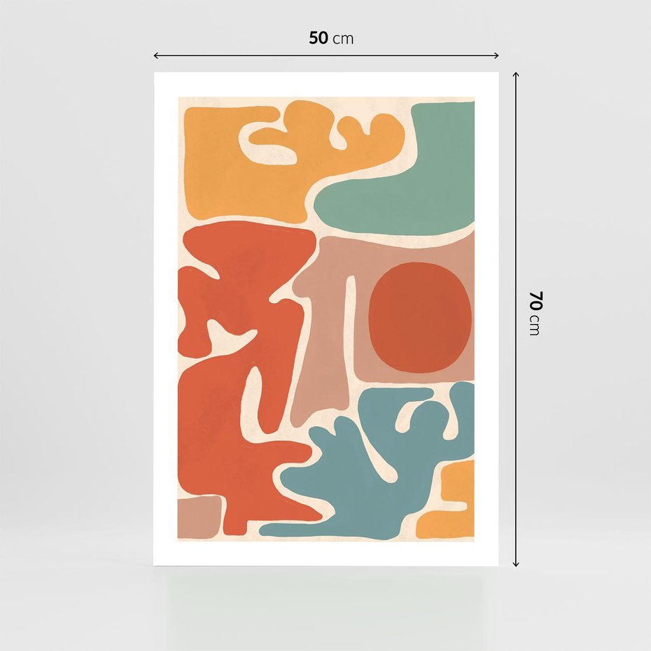 Plakat bez ramy 50x70 - Pastelowa Symfonia Kształtów - abstrakcyjne kolorowe formy, pastelowe kolory