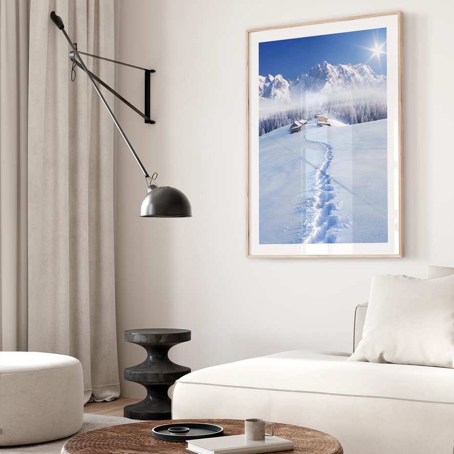 Plakat w ramie 40x50 - Magia zimowych gór - zima, góry - rama drewno