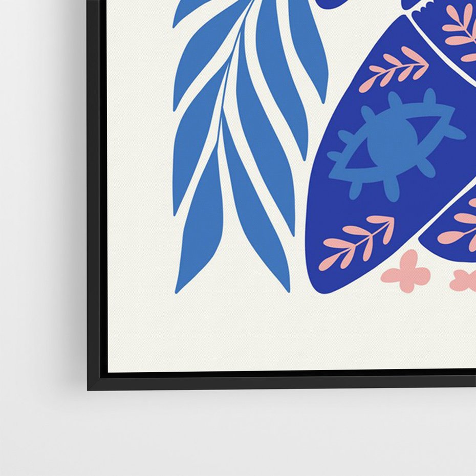 Obraz w ramie 70x100 - Migotliwa Rzeczywistość - ćmy, kwiaty - rama czarna