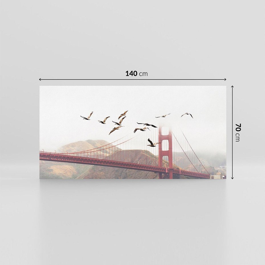 Obraz na płótnie 140x70 - Mewy przy Złotej Bramie - mewy, Golden Gate