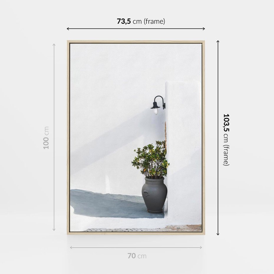 Obraz w ramie 70x100 - Błękitne wybrzeże - Santorini, Grecja - rama drewno