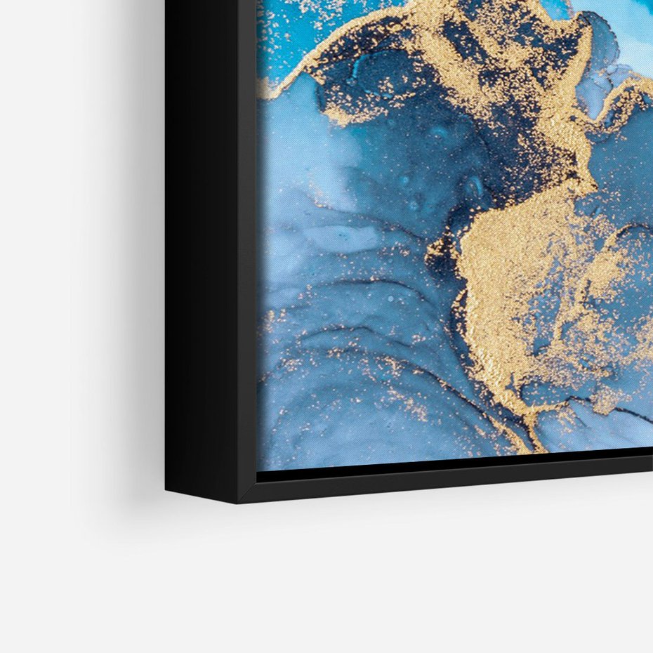 Obraz w ramie 70x100 - Elegancja i Wyrafinowanie - marmur, złoto - rama czarna