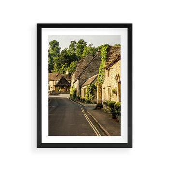 Plakat w ramie 50x70 - Magiczna podróż w głąb miasta - uliczka, perspektywa - rama czarna