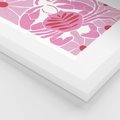 Plakat w ramie 50x70 - Roztańczone Kraby - różowe kwiaty i kraby, abstrakcyjna kompozycja - rama biała