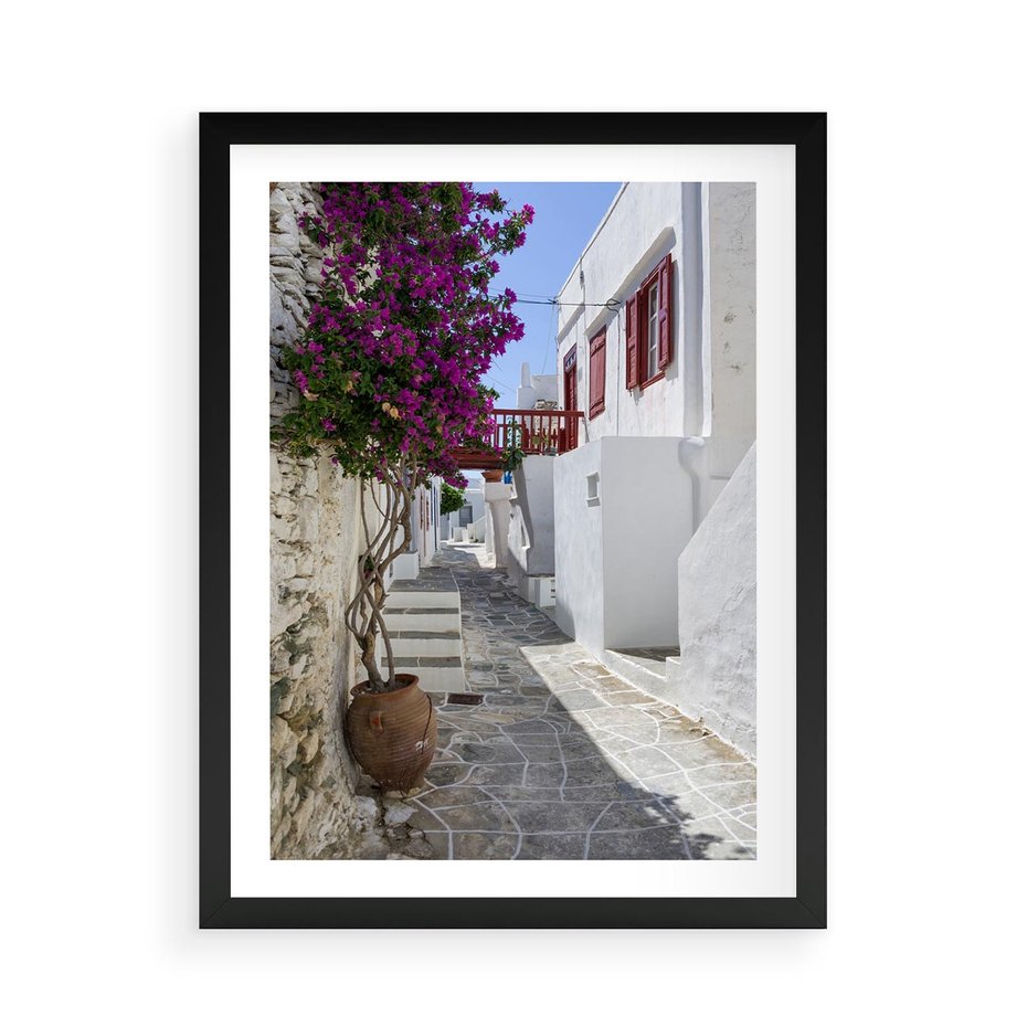 Plakat w ramie 50x70 - Perspektywiczna Uliczka: Miejski Labirynt - uliczka, perspektywa - rama czarna