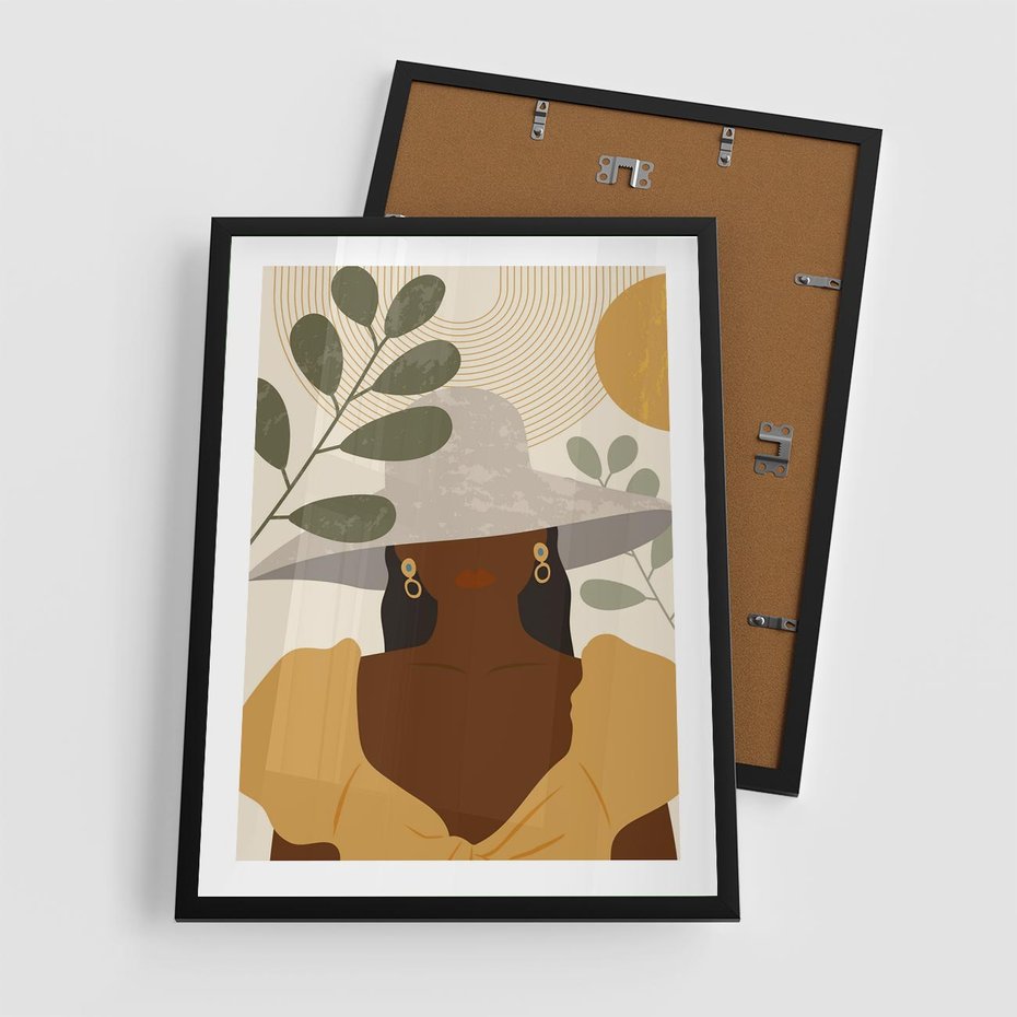 Plakat w ramie 50x70 - Grafika w Innowacyjnym Stylu - grafika, postać kobiety - rama czarna