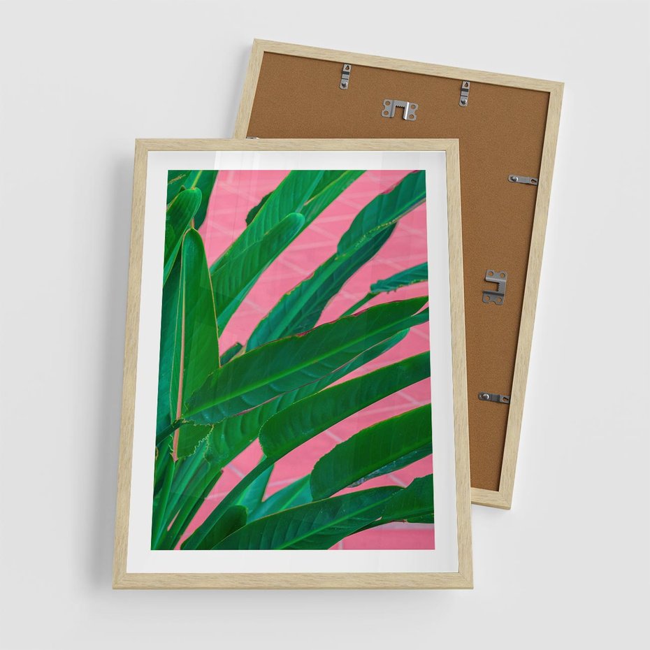 Plakat w ramie 50x70 - Odezwij się do przeszłości - liście, retro - rama drewno