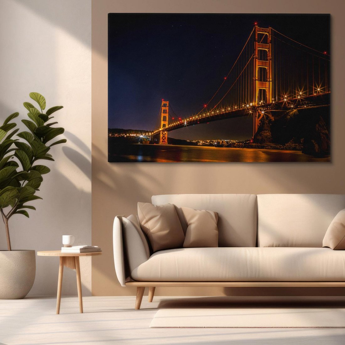 Obraz na płótnie 120x80 - Golden Gate nocą - USA - Golden Gate, noc