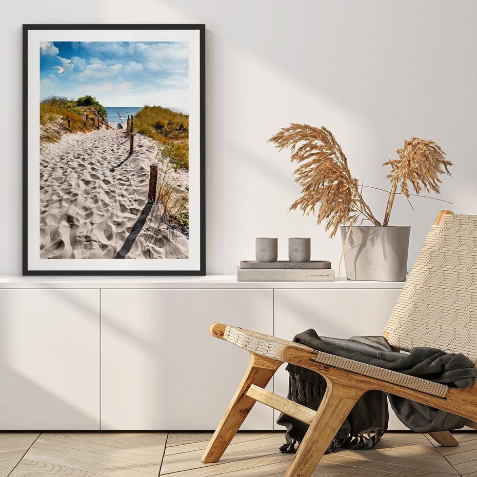 Plakat bez ramy 40x50 - Mewy nad Morzem - plaża, mewy