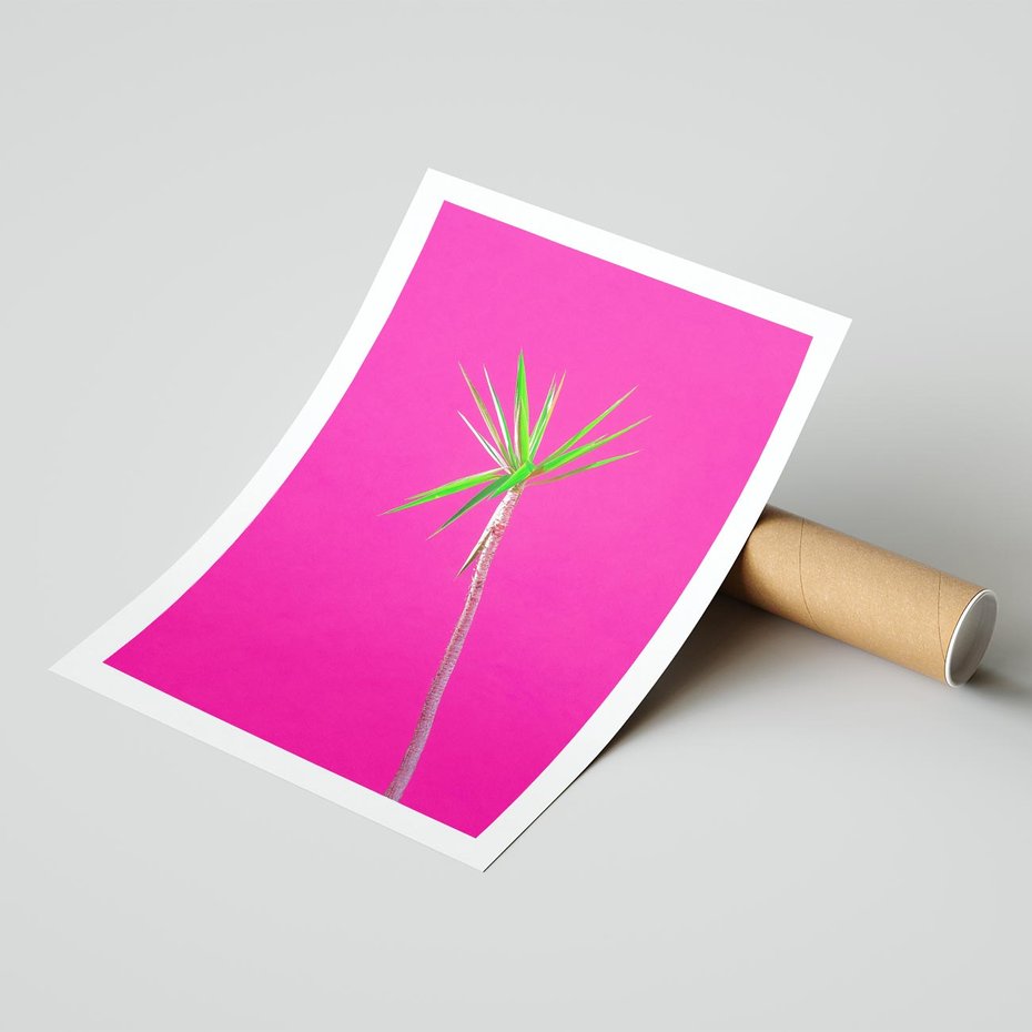 Plakat bez ramy 21x30 - Retro Stylizacja - palma, liście