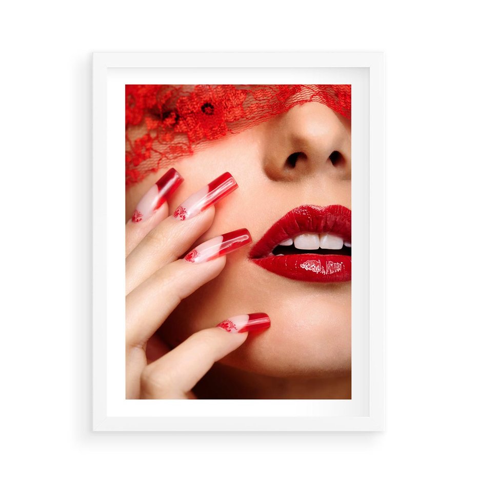 Plakat w ramie 50x70 - Piękno manicure: kolory i elegancja - paznokcie, manicure - rama biała