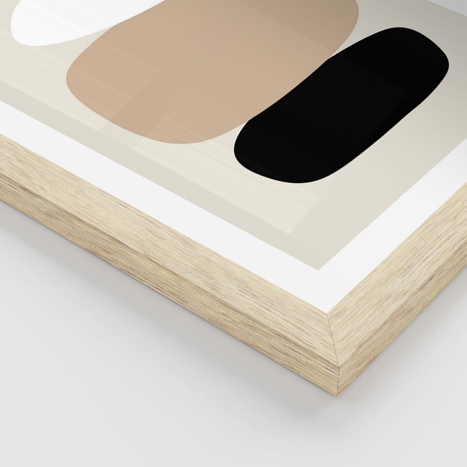 Plakat w ramie 30x40 - Zgeometryzowane Kształty - modernistyczny plakat, obłe kształty - rama drewno