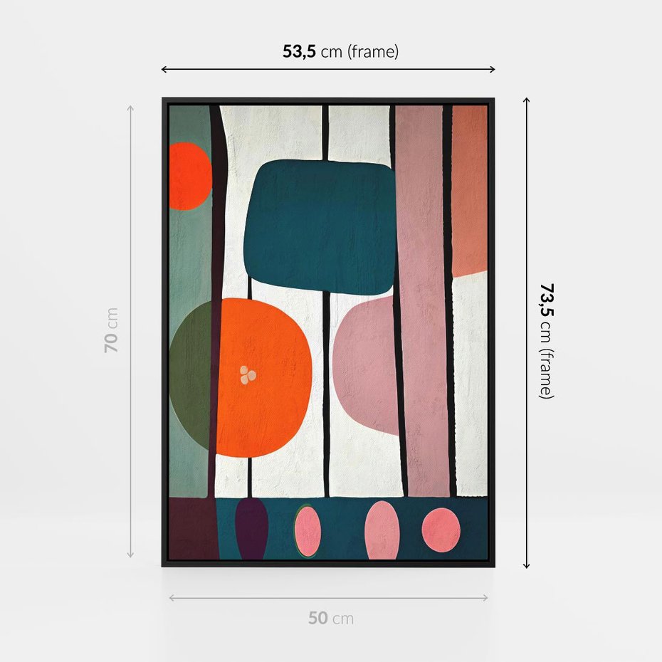 Obraz w ramie 50x70 - Migotliwa Aura Serca - abstrakcyjny obraz olejny, dziwne formy - rama czarna