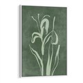 Obraz w ramie 70x100 - Zielony Oddech - zielona abstrakcja, zgaszona zieleń - rama biała