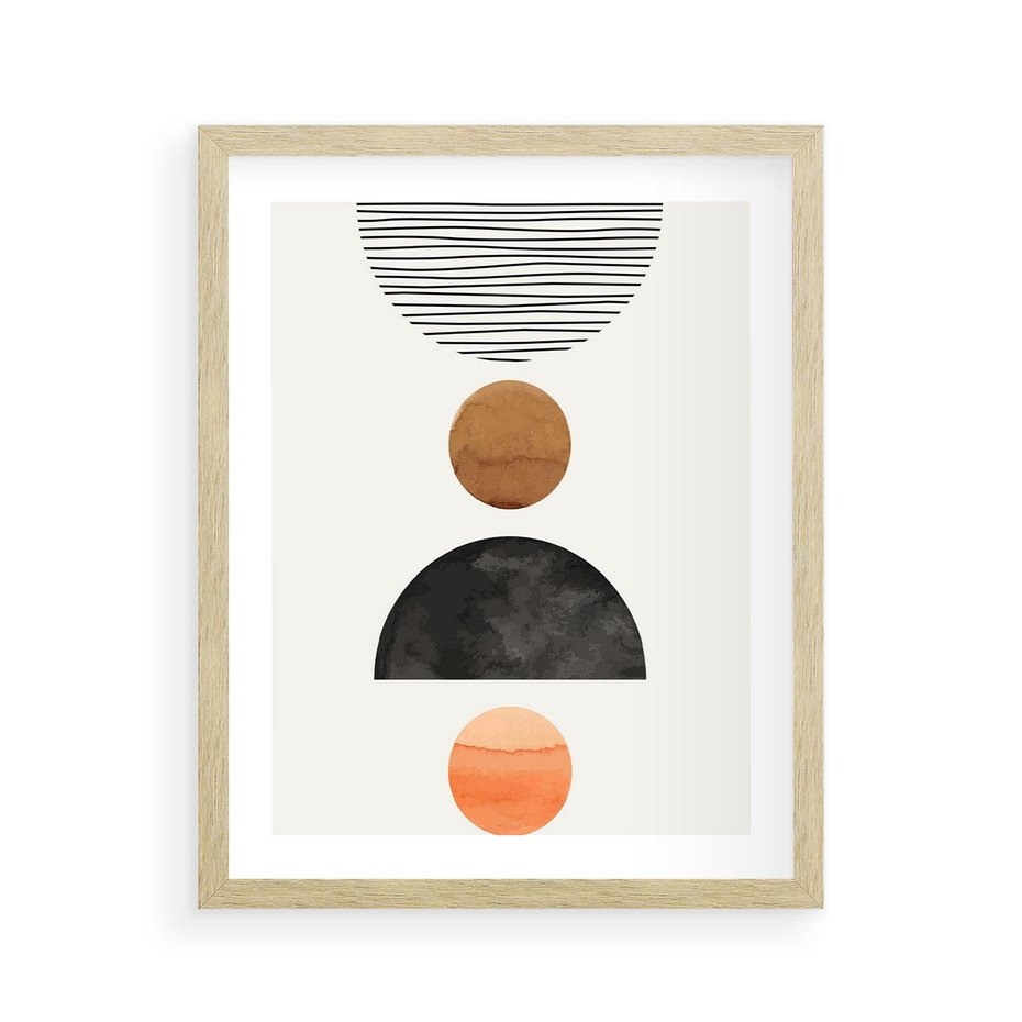 Plakat w ramie 40x50 - Geometryczna Przygoda - nowoczesna grafika, geometria - rama drewno